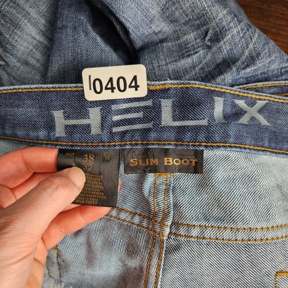 Helix Jeans Mens 38X32 Blue Slim Bootcut Dark Wash Casual Denim Classic Comfort - Picture 9 of 11